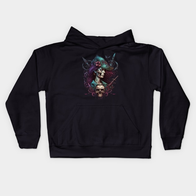 Pirate Queen Kids Hoodie by WickedVirtue
